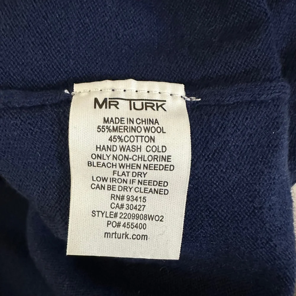 Mr. Turk Men’s NEW NWT Benton Pullover Size Small Navy Blue MSRP $328 Wool